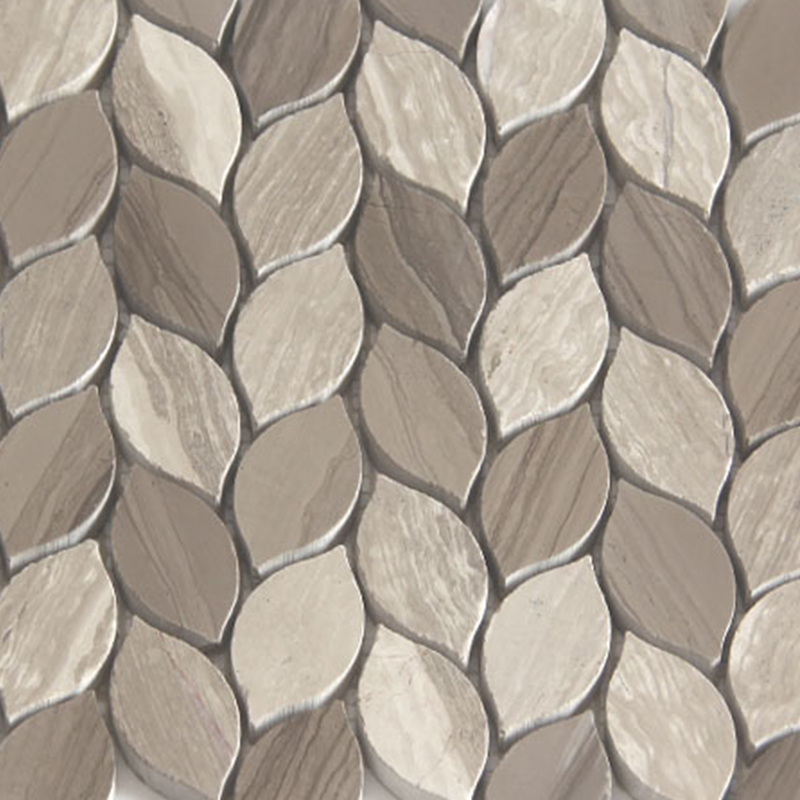 MST-9 Leaf Shape Mosaic White Wood And Grey Wood