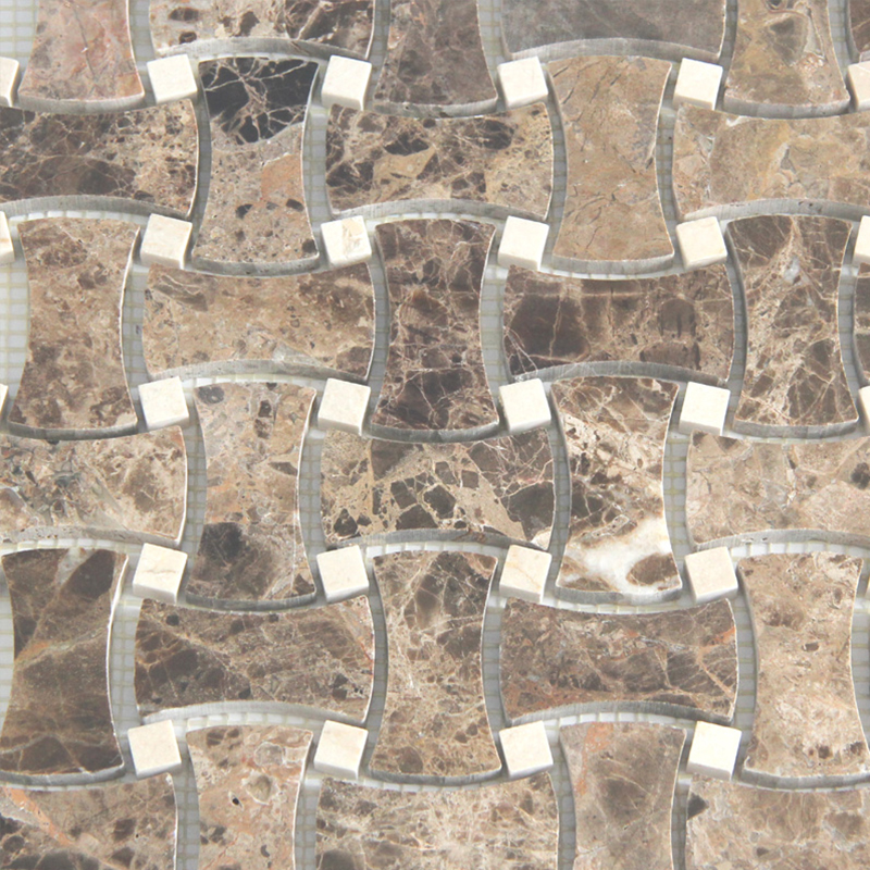 MST-12 Dogbone Pattern Mosaic Emperador Dark And Beige Marble